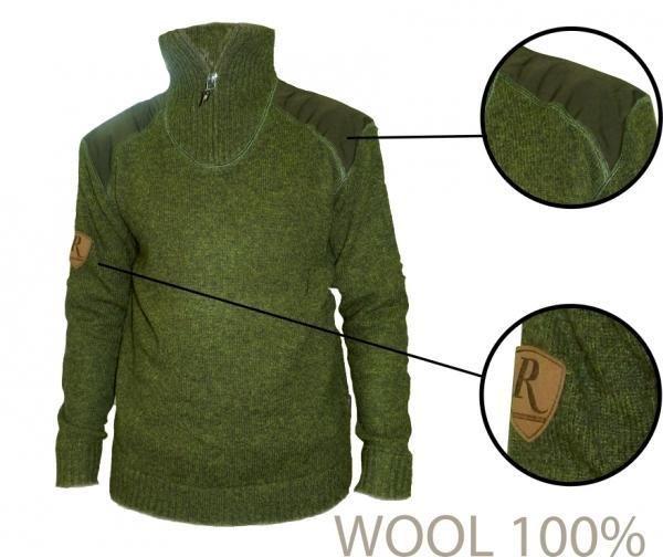 Свитер шерсть 100%, молния короткая Remington. р. L (зеленый). Фото №2