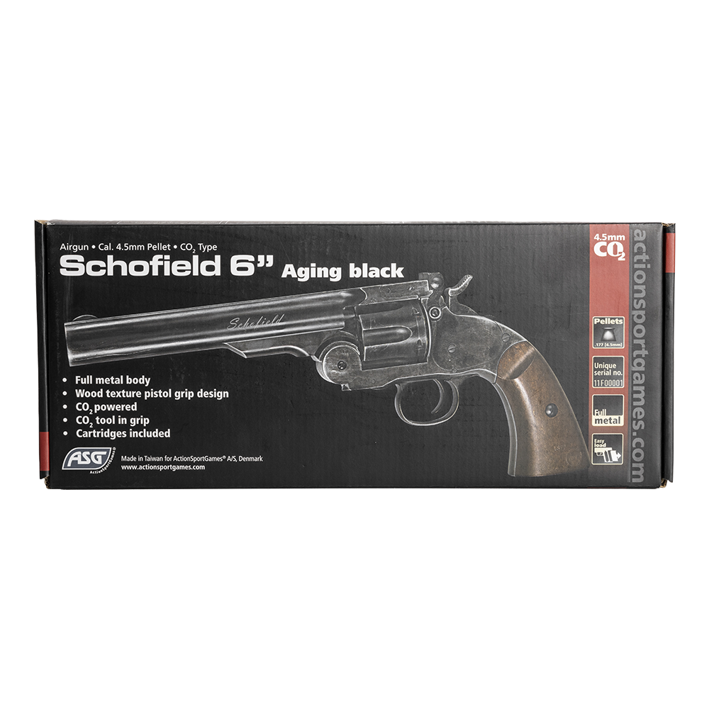 Револьвер пневматический ASG Schofield 6" Aging black, калибр 4,5 мм. Фото №2