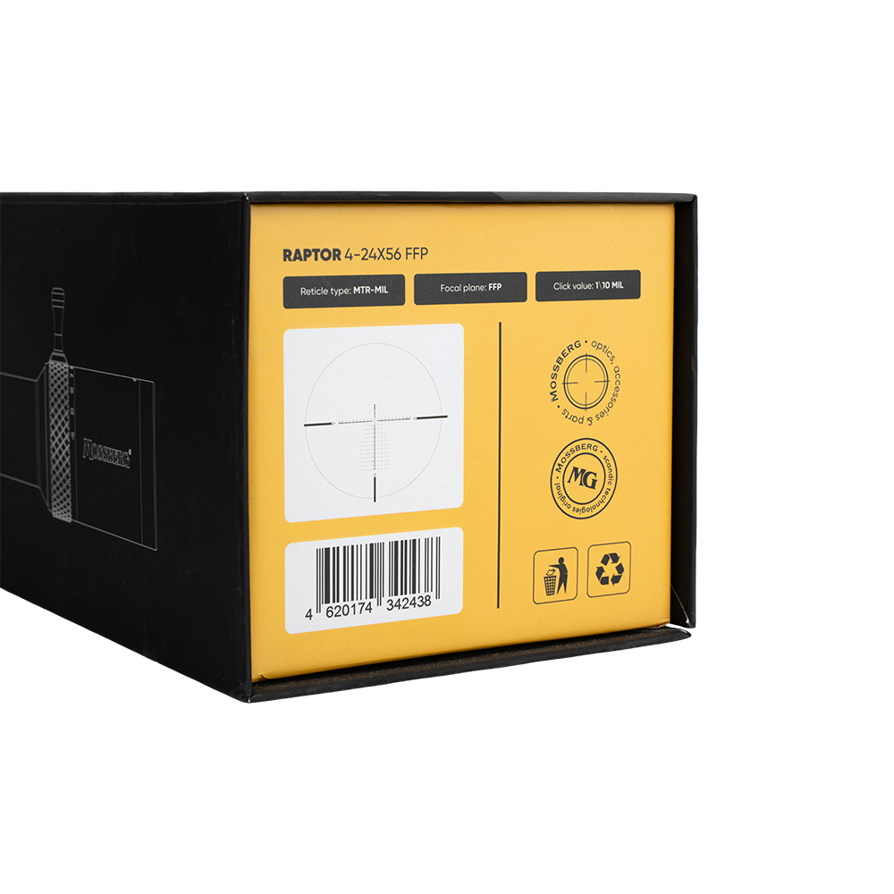 Оптический прицел MOSSBERG RAPTOR 4-24x56 FFP 34мм с подсветкой (MTR-MIL) 0.1 MRAD. Фото №14 Оптический прицел MOSSBERG RAPTOR 4-24x56 FFP 34мм с подсветкой (MTR-MIL) 0.1 MRAD. Фото №14