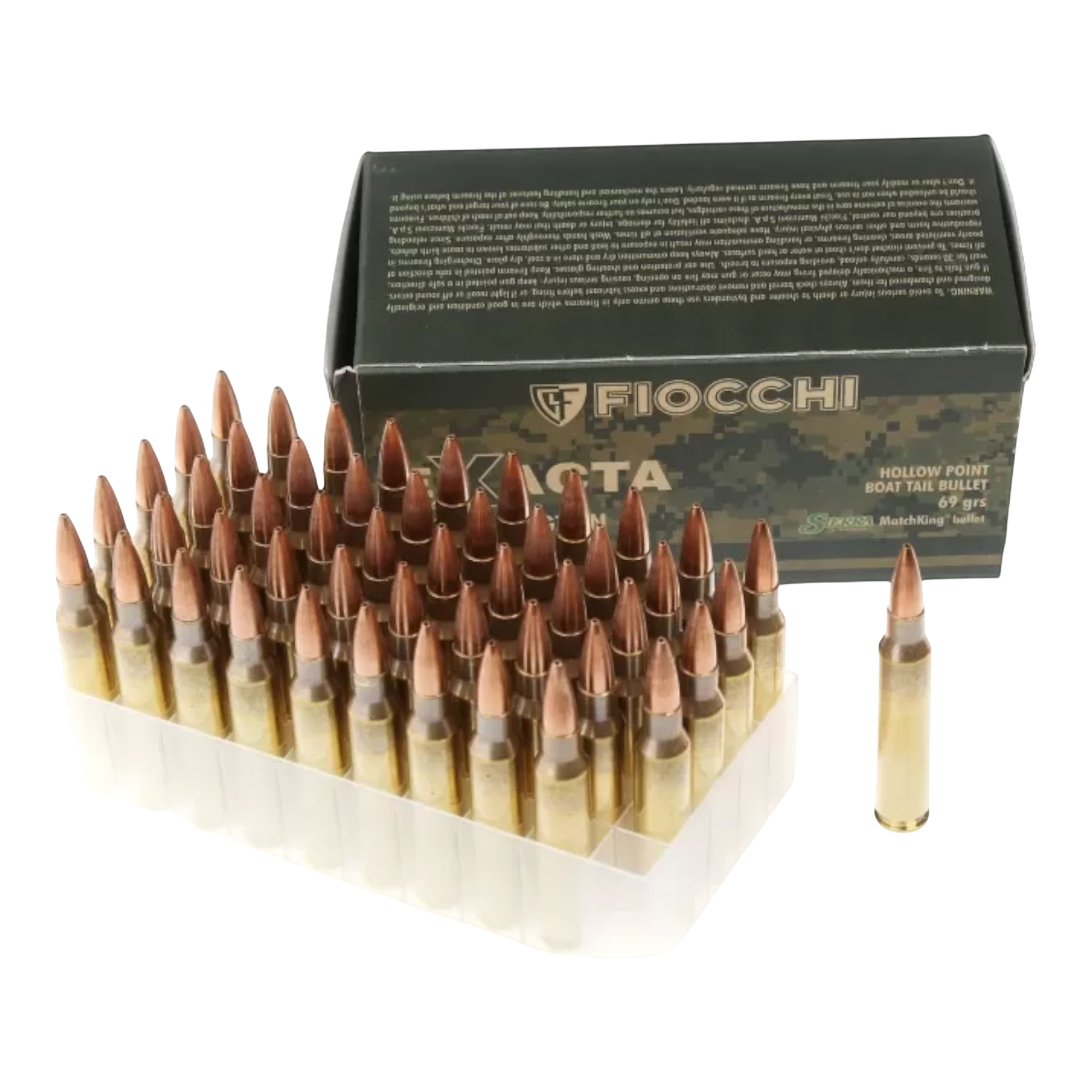 Патрон нарезной FIOCCHI калибр 223 REM HPBT Exacta 4,47 гр. (в пачке 50 шт.) Патрон нарезной FIOCCHI калибр 223 REM HPBT Exacta 4,47 гр. (в пачке 50 шт.)