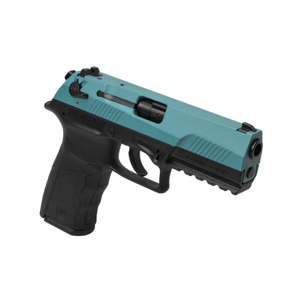 Пистолет АТА9 калибр 9*19 мм, Bosphorus, голубой затвор, черная рамка. Фото №4 Пистолет АТА9 калибр 9*19 мм, Bosphorus, голубой затвор, черная рамка. Фото №4
