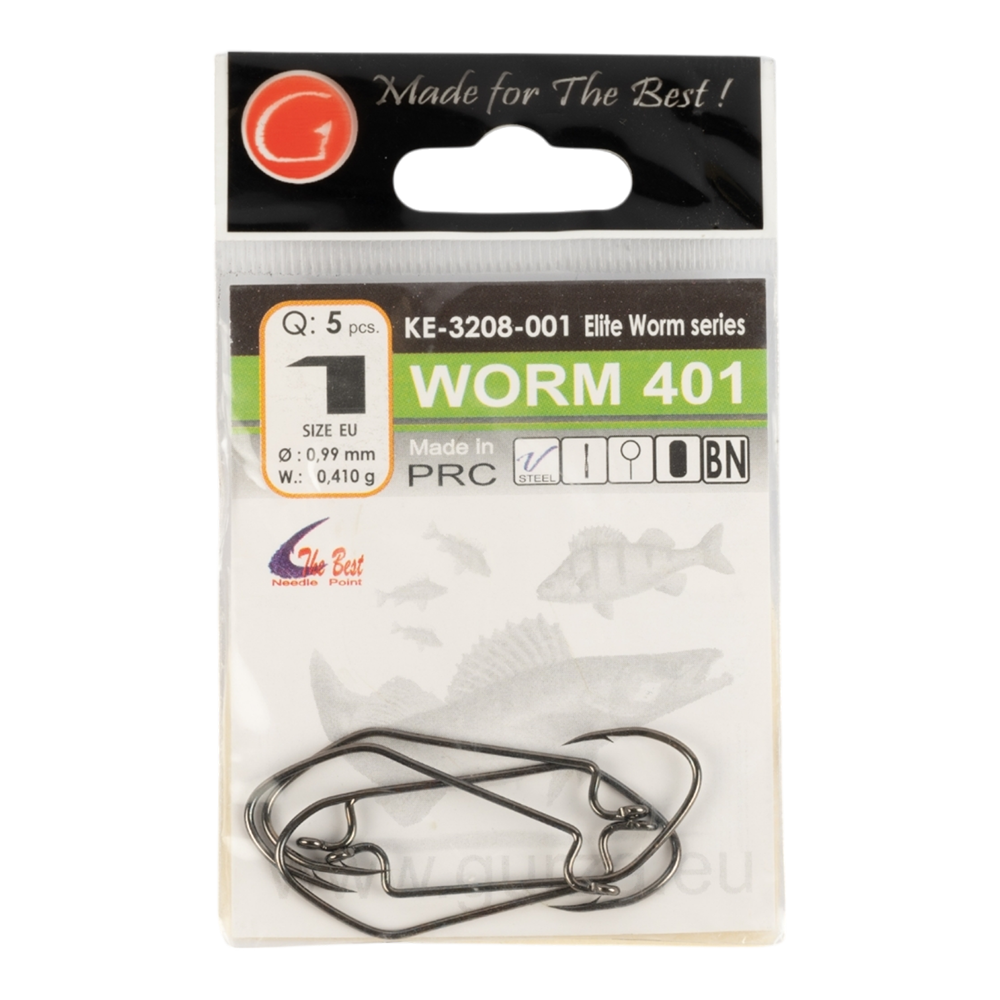 Крючок Gurza WORM 401 #1 BN 5 шт/уп.. Фото №1