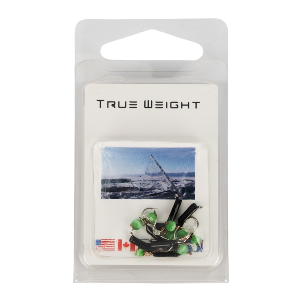 Мормышка вольфрамовая Trye Weight черная "Кошачий глаз" d1,5мм подвес, зеленый (10шт). Фото №1