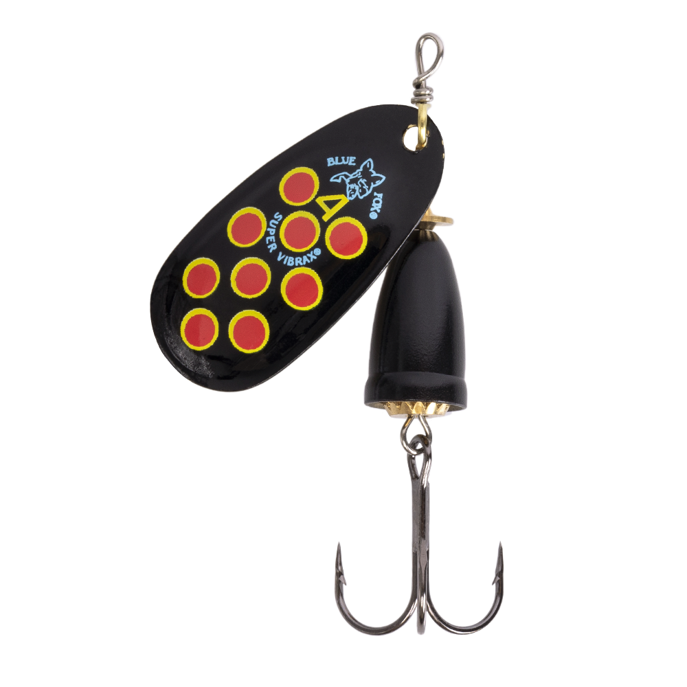 Блесна вращающаяся Blue Fox Vibrax Hot Pepper №4, 10гр, цвет (BYR) черный/красный. Фото №1