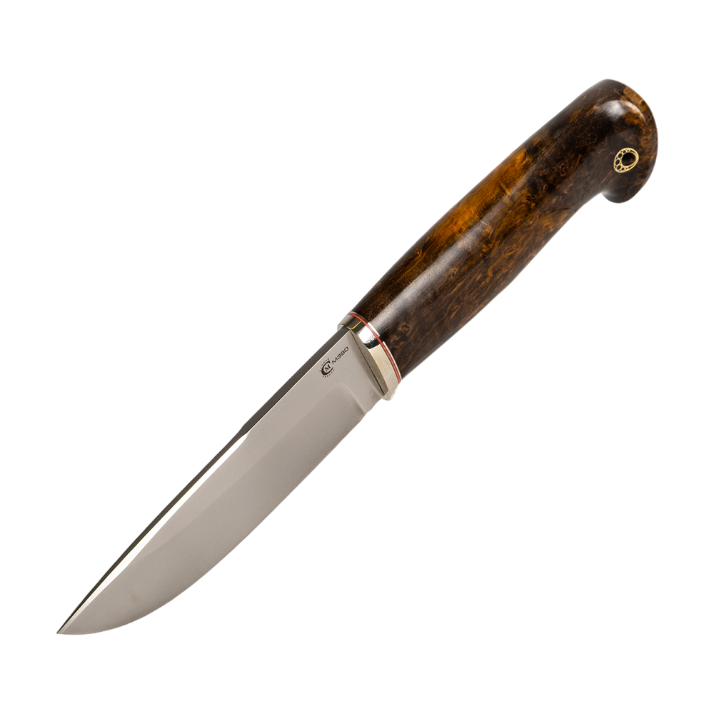 Нож МС "Соболь" сталь М390, мельхиор, рукоять из стабилизированной карельской березы (набор). Фото №5