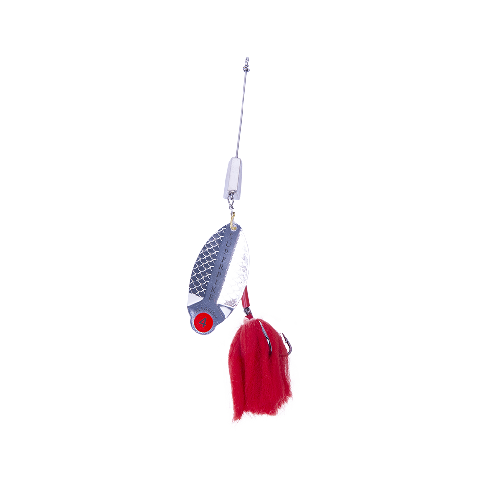 Блесна вращающаяся MADFISH Super Pike №4, 24гр, цвет (Silver-red-dot). Фото №2