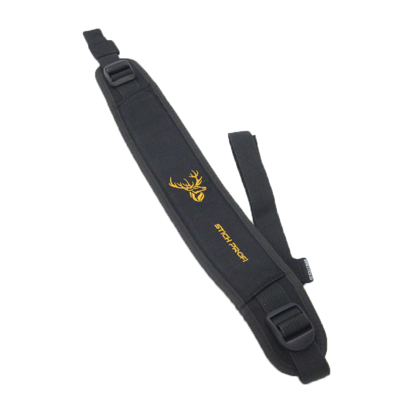 Ремень ружейный противоскользящий (вышивка "Олень") / Черный / (СтичПрофи). Фото №1