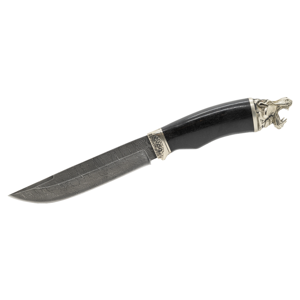 Нож "Бегемот", клинок дамаск, граб, худ. литье (СВ-Клинок). Фото №1