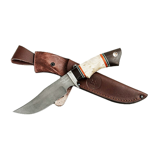 Нож "Промысловый" (булат, рукоять из кости+подставка) (ИП Кашулина). Фото №1