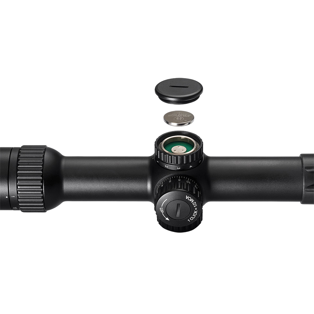 Прицел оптический Gaut  Obsidian 1-8x24, сетка X2, оптоволоконная подсветка (точка), 30мм, 1/2 МОА. Фото №5