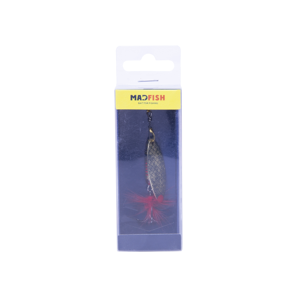 Блесна вращающаяся MADFISH Aglia Long №2, 7гр, цвет (Gold-red-dot). Фото №1 Блесна вращающаяся MADFISH Aglia Long №2, 7гр, цвет (Gold-red-dot). Фото №1