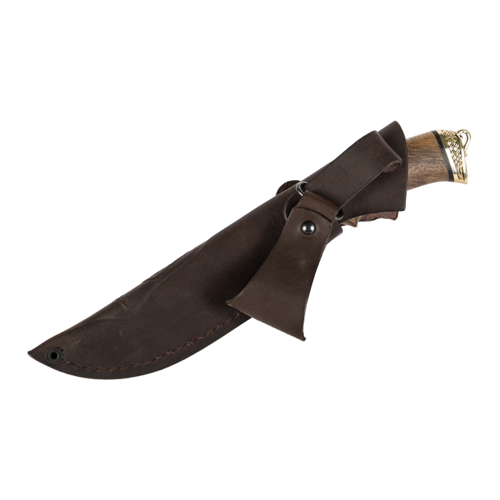 Нож МС Близнец, клинок дамаск, грав., рукоять орех, кап, литье. Фото №2