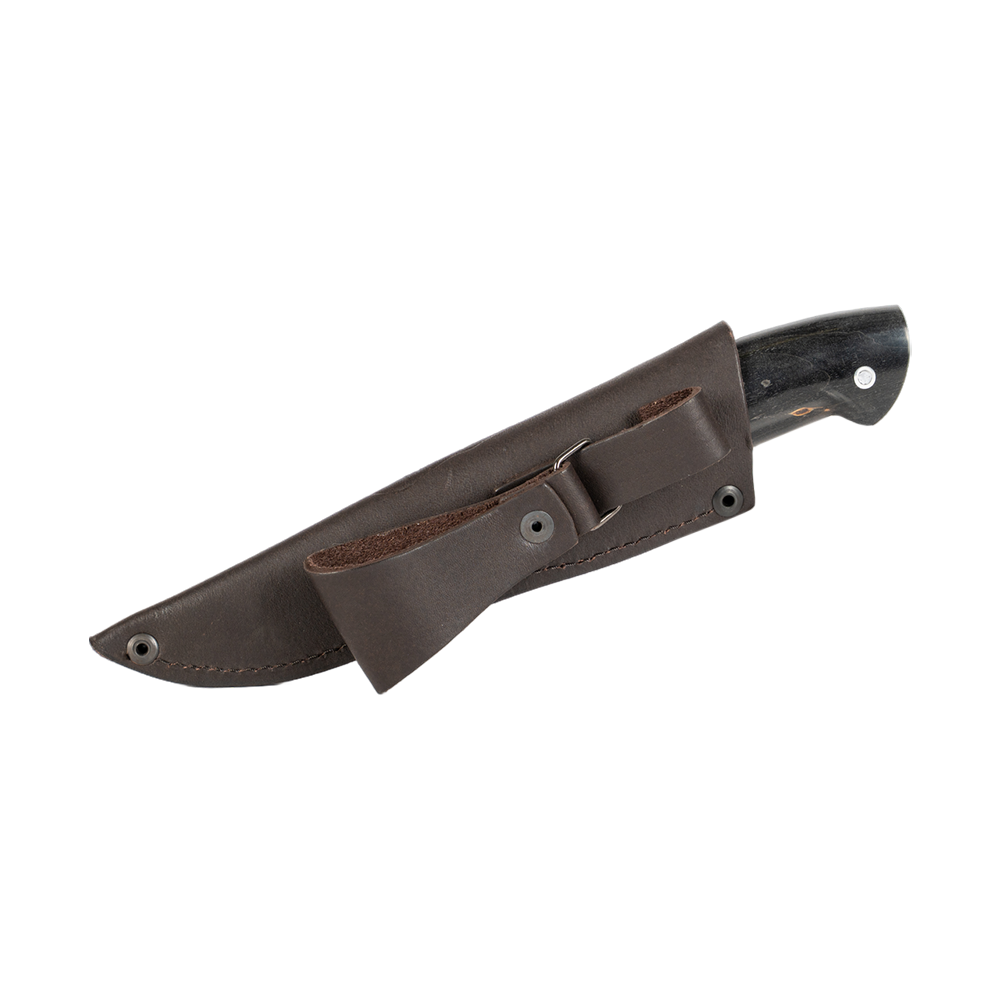 Нож МС Соболь, клинок D2, рукоять стабилизированная карельская береза, литье мельхиор. Фото №7