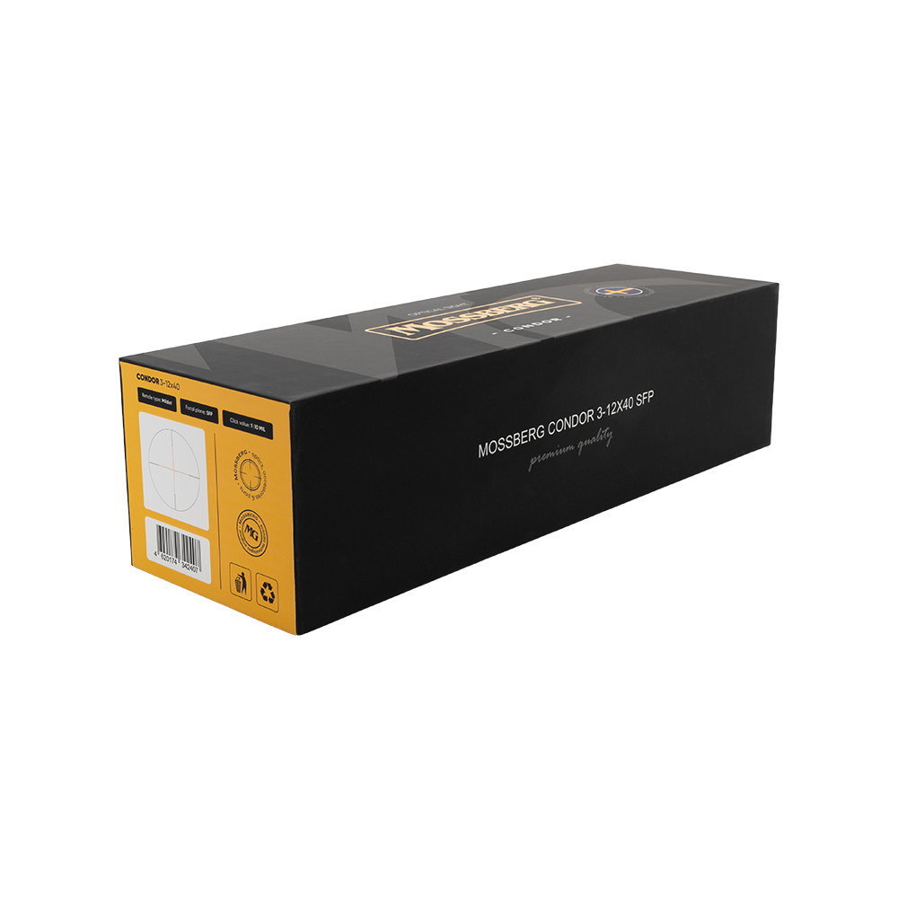 Оптический прицел MOSSBERG CONDOR 3-12х40 SFP Compact 30мм с подсветкой (Mildot) 0.1 MRAD. Фото №17 Оптический прицел MOSSBERG CONDOR 3-12х40 SFP Compact 30мм с подсветкой (Mildot) 0.1 MRAD. Фото №17