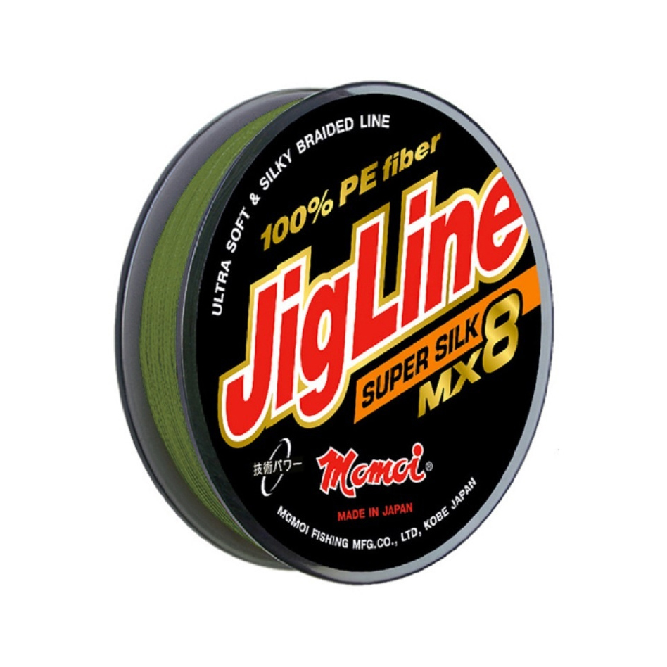 Плетеный шнур Momoi 8-и прядный JigLine Super Silk MX-8 0,19мм/150м, 16,0кг, зеленый. Фото №2