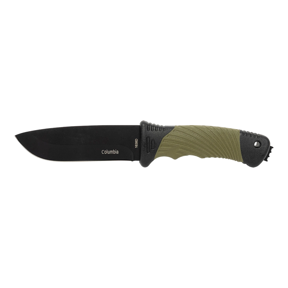 Нож туристический "Columbia" 1638D, клинок нержавеющая сталь, рукоять пластик/резина, со стеклобоем (Ярхант. Фото №2