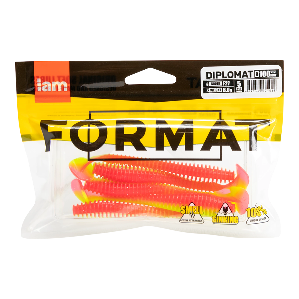 Силиконовая приманка FORMAT DIPLOMAT 100mm, цвет F27 (5шт.упак). Фото №1 Силиконовая приманка FORMAT DIPLOMAT 100mm, цвет F27 (5шт.упак). Фото №1