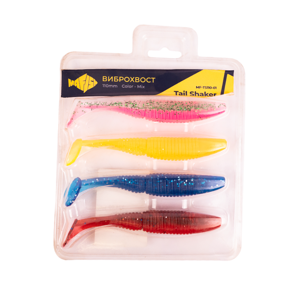 Виброхвост MADFISH Tail Shaker 110мм (4 шт. уп.) цвет Mix. Фото №1