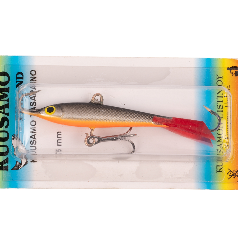 Балансир Kuusamo Tasapaino 75мм, 18гр, цвет (BL/S/FO-R) с тройником. Фото №2