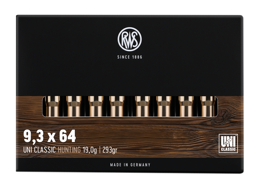 Патрон нарезной RWS калибр 9.3x64 DN UNI Classic 19,0 гр. (в пачке 20 шт.). Фото №2