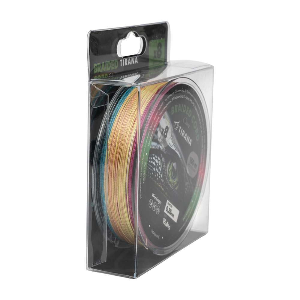 Шнур плетеный Tirana Classic X8 PE 150м, d0,28 (multicolor). Фото №3