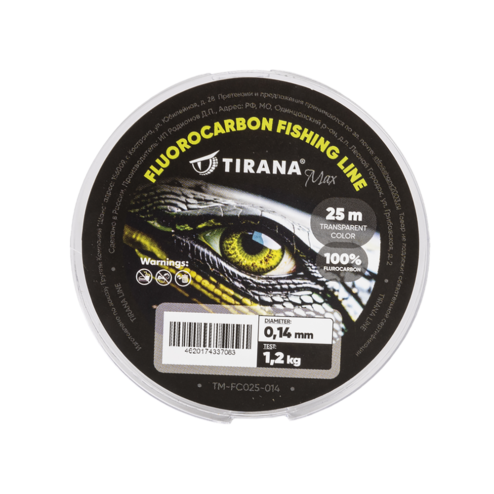 Флюорокарбон Tirana Max 25м - 0,14мм, 1,2кг. Фото №1 Флюорокарбон Tirana Max 25м - 0,14мм, 1,2кг. Фото №1