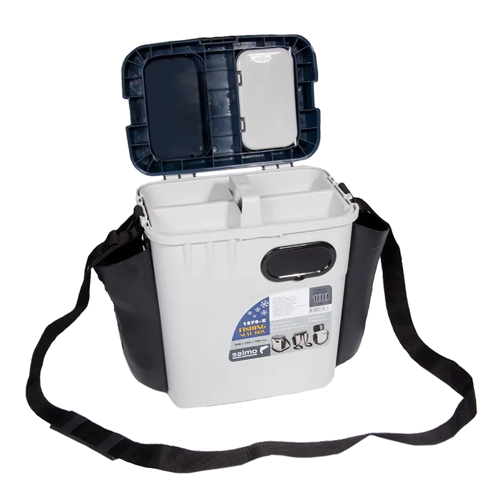 Ящик рыболовный зимний Salmo 2-х ярусный пластиковый с карманами 33,5*23,5*39 см. Фото №3