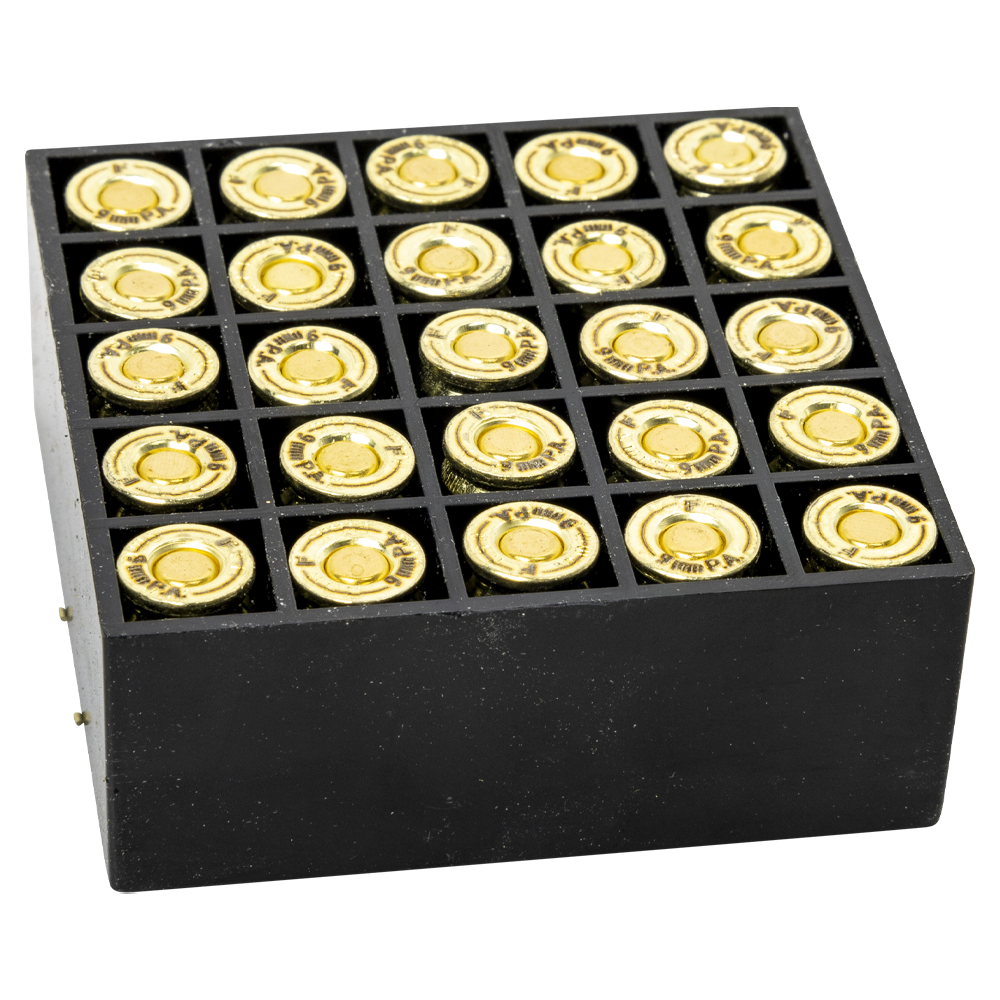 Патрон ООП Фортуна калибр 9 мм "СТАНДАРТ" ОхотАктив (латунированная сталь) (пачка 25 шт, коробка 1000 шт). Фото №2