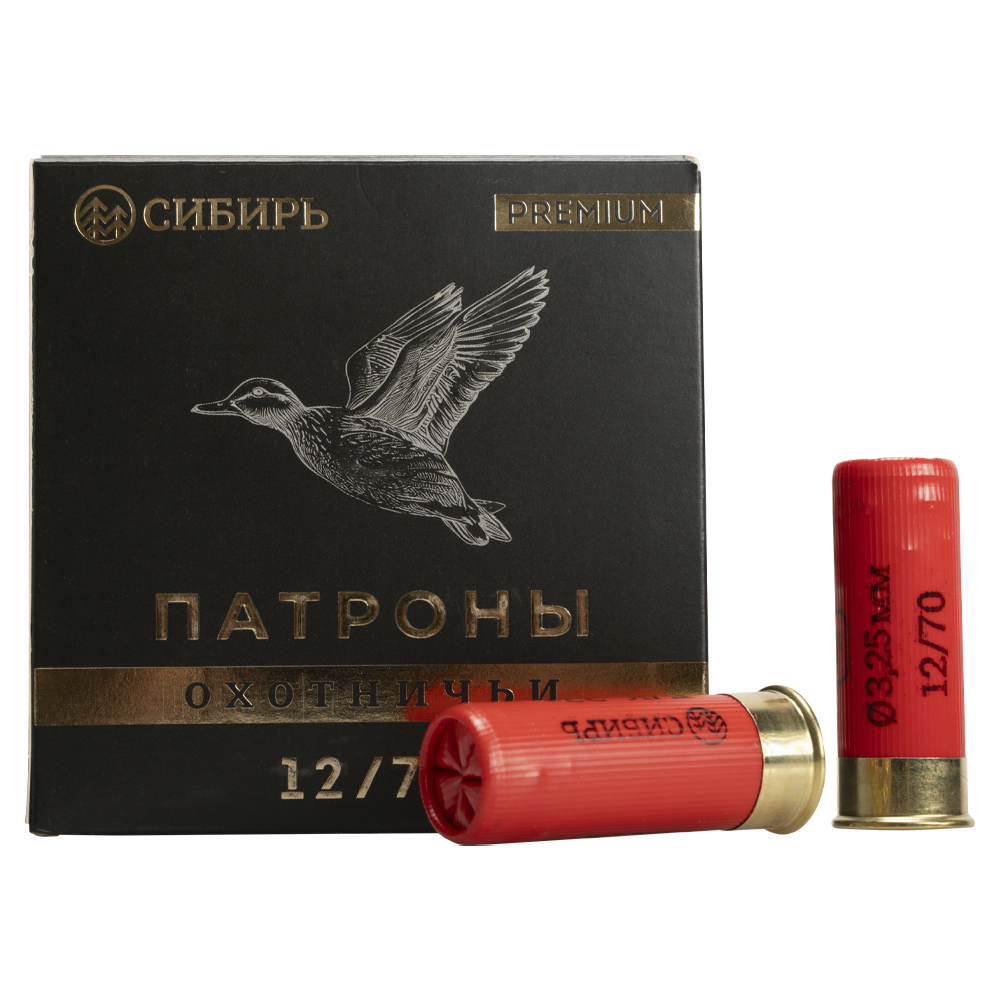 Патрон СИБИРЬ PREMIUM 12/70 охотничий дробовой 32г №4 (бесконтейнерный) (CX-2000) (пачка 25 шт) (в коробке 250шт). Фото №1