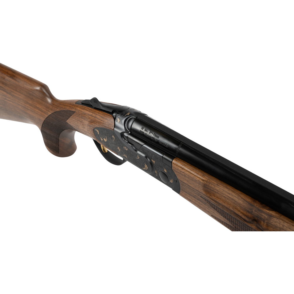 Ружье ATA SP Avangarde Black (сталь, черная колодка с цветочной гравировкой), 12/76,760мм, орех класс 2, кейс. Фото №6 Ружье ATA SP Avangarde Black (сталь, черная колодка с цветочной гравировкой), 12/76,760мм, орех класс 2, кейс. Фото №6