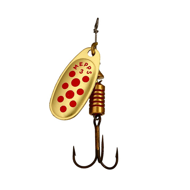 Блесна вращающаяся Mepps Comet PTS №3, 6,5гр, цвет (Gold/Red Dots) золото/красные точки. Фото №1