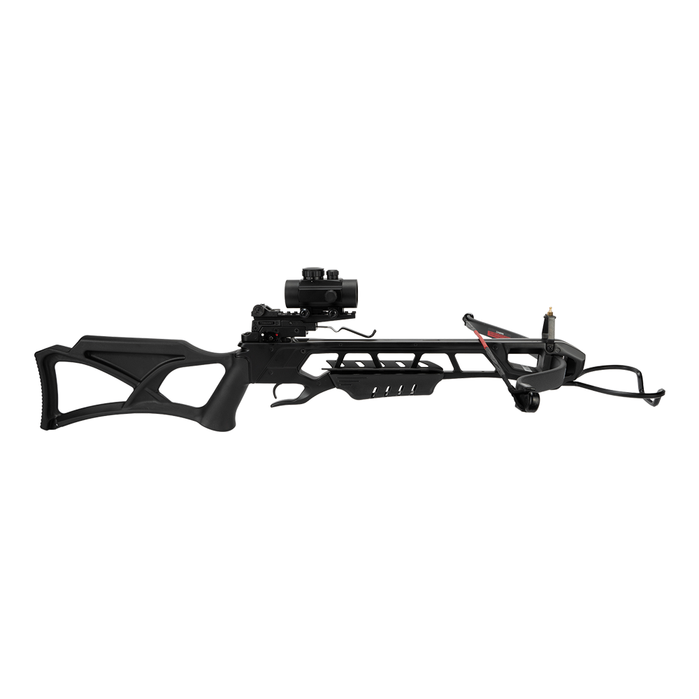 Арбалет рекурсивный Man Kung XB23, black, 4 стрелы, натяжитель, прицел, ремень, кивер. Фото №1