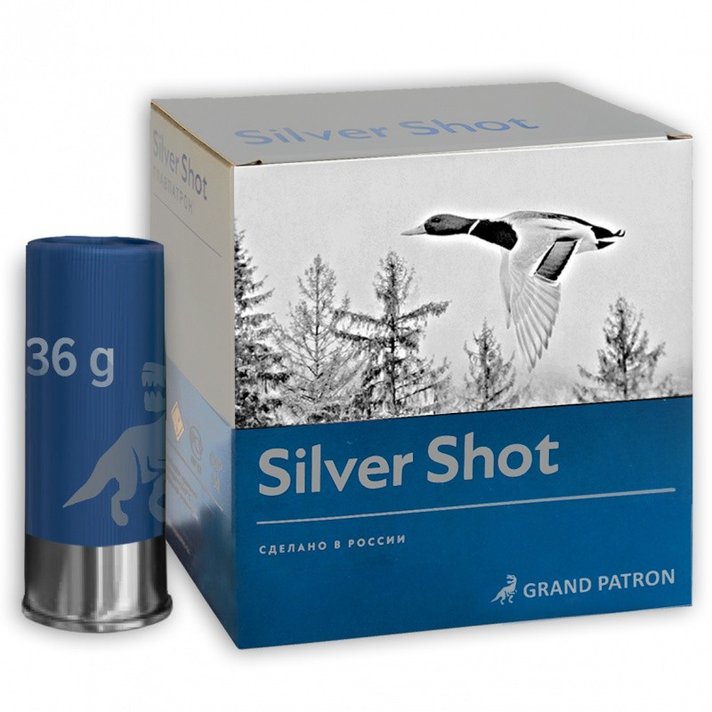 Патрон «Grand Patron» 12/70 БИО №4, 36гр. SILVER SHOT (в пачке 25 шт.) ( в коробке 250 шт.). Фото №2 Патрон «Grand Patron» 12/70 БИО №4, 36гр. SILVER SHOT (в пачке 25 шт.) ( в коробке 250 шт.). Фото №2