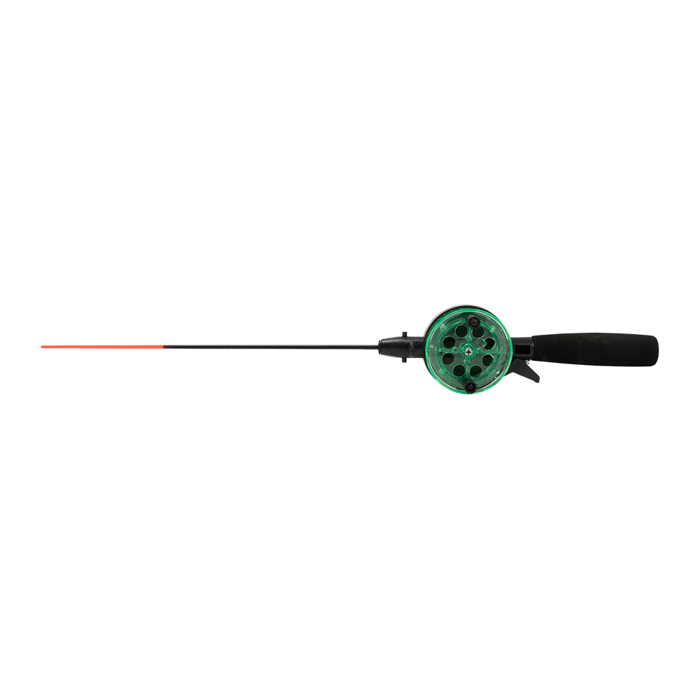 Удочка зимняя "Техно", диаметр катушки 65 мм, с неопреновой ручкой (хлыст стекловолокно) зеленая. Фото №1