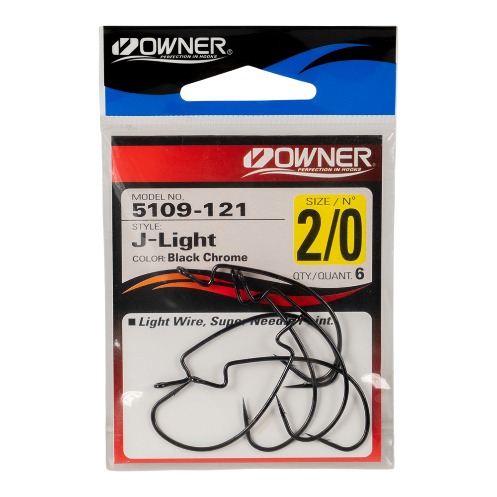 Крючок офсетный Owner 5109 Red №2/0 J-Light Hook (6шт.). Фото №1