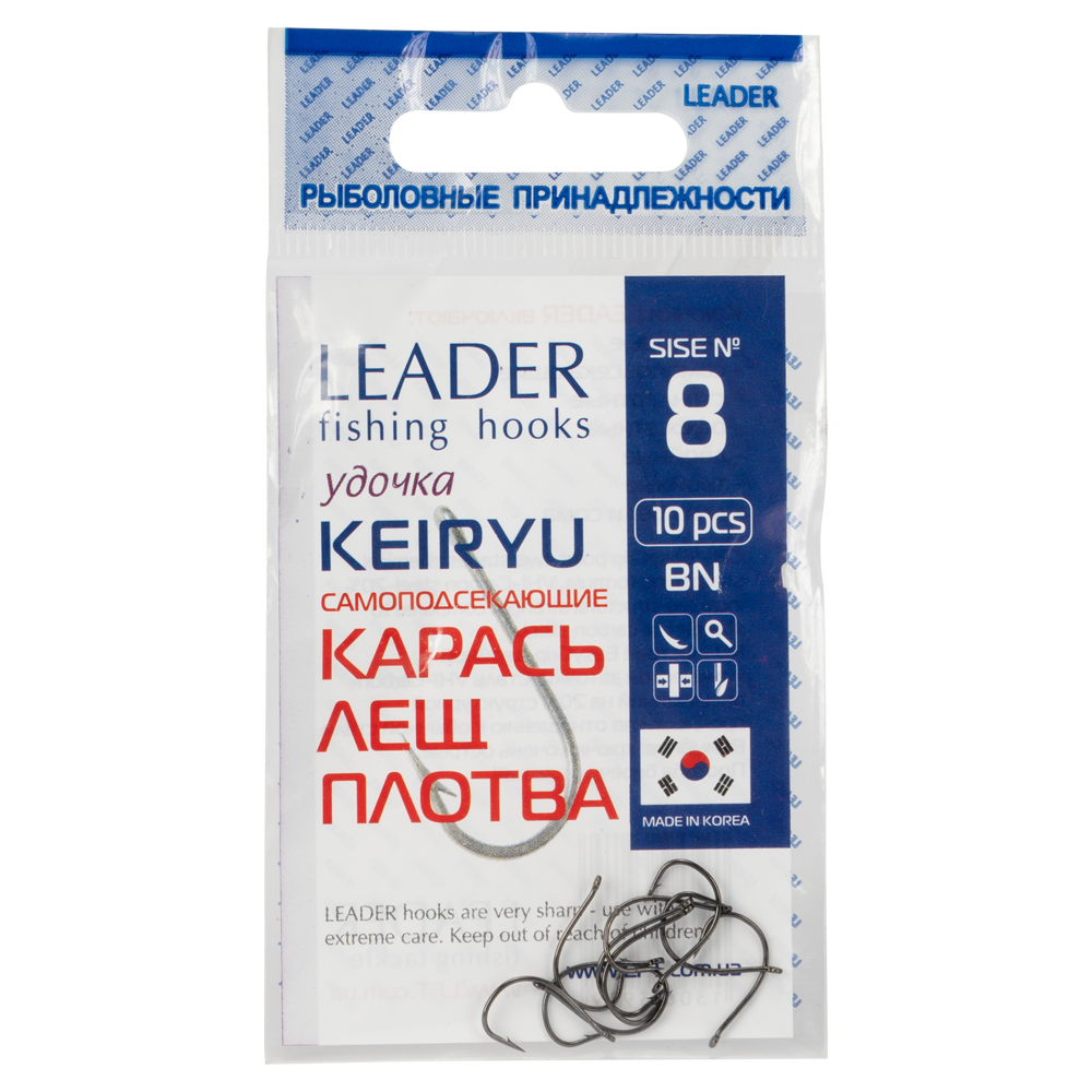 Крючки Leader KEIRYU, color BN, №8 (10шт). Фото №3 Крючки Leader KEIRYU, color BN, №8 (10шт). Фото №3
