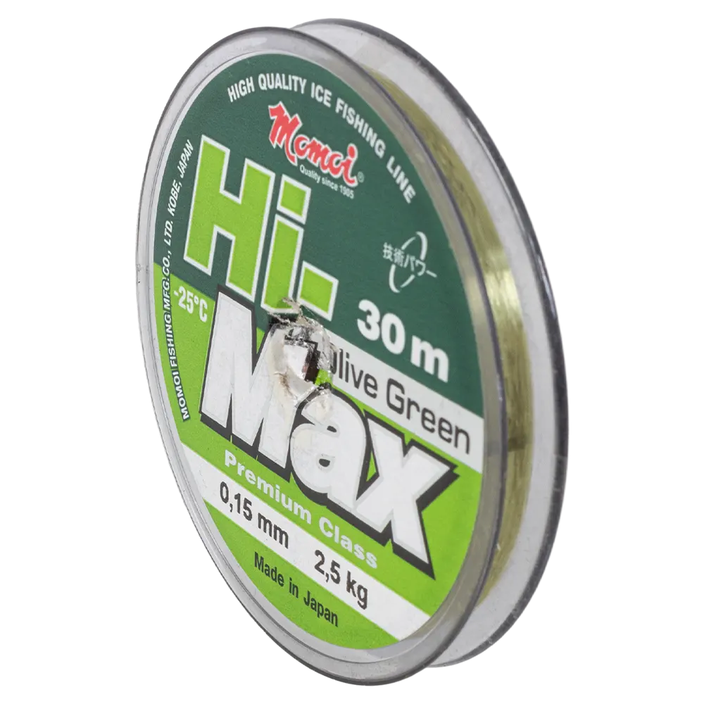 Леска монофиламентная Momoi Hi-Max 0,15мм/30м, 2,5кг, зеленая. Фото №2