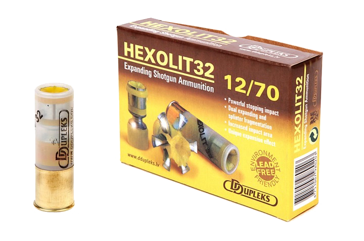 Патрон DDupleks 12/70 пуля Hexolit 32гр.(в пачке 5 шт.) (в коробке 250 шт.). Фото №1