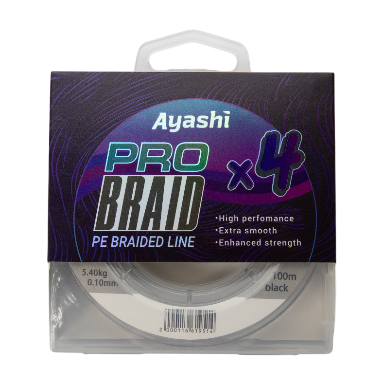 Плетенный шнур Ayashi PRO BRAID-X4 (black) d-0,10mm (100м). Фото №1 Плетенный шнур Ayashi PRO BRAID-X4 (black) d-0,10mm (100м). Фото №1