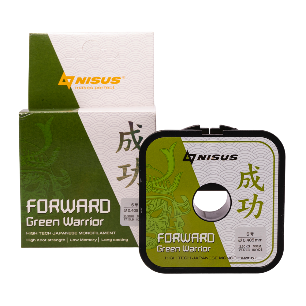Леска Nisus Forward Green Warrior 0,405mm/100m Nylon (N-FGW-0405-100) . Фото №1