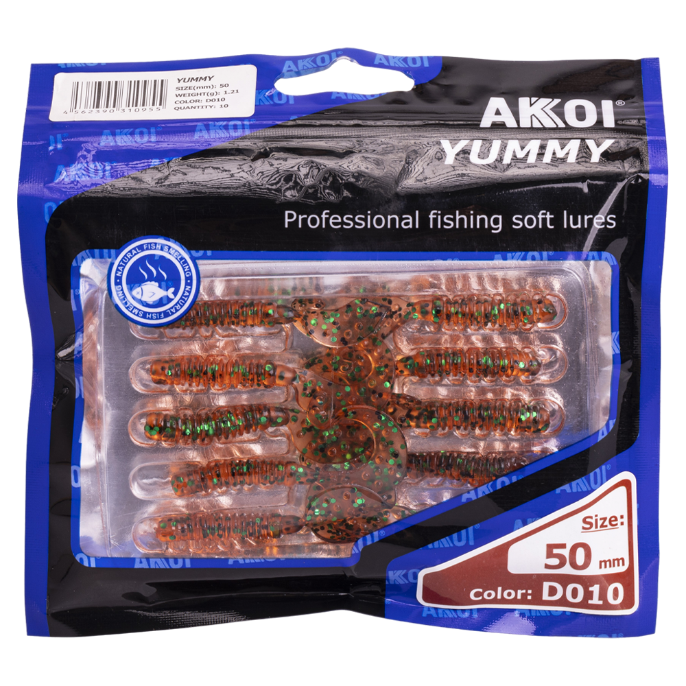 Приманка AKKOI Yummy (твистер) 50 D010 (уп. 10/6шт). Фото №3