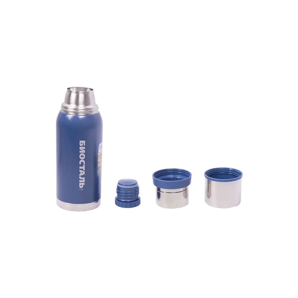 Термос BIOSTAL "Охота" NBA-1000B (у/г, с двумя чашками, синий). Фото №2