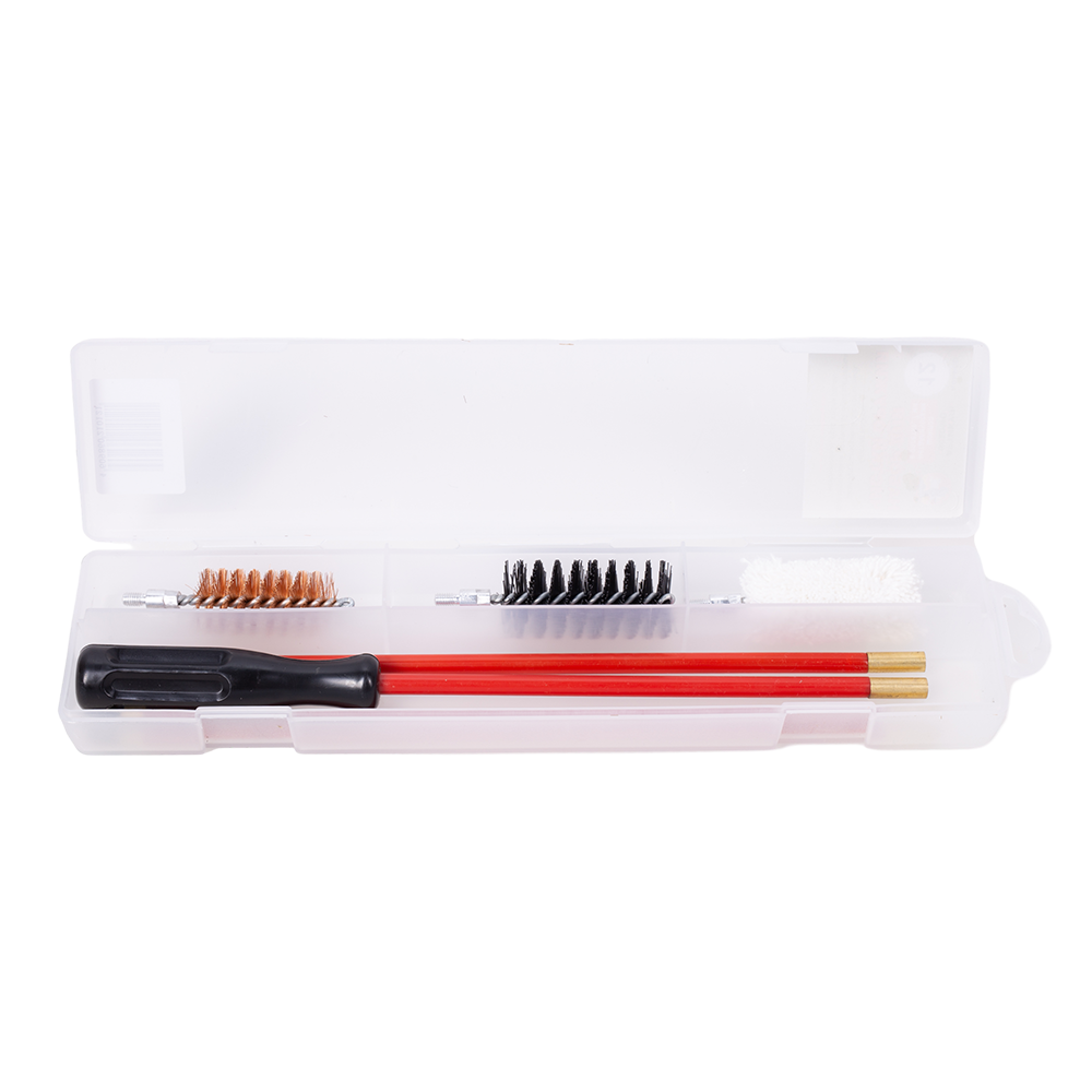 Набор для чистки ружей, калибр 12 мм в прозрачном кейсе с металлическим шомполом в оплетке. Фото №2 Набор для чистки ружей, калибр 12 мм в прозрачном кейсе с металлическим шомполом в оплетке. Фото №2