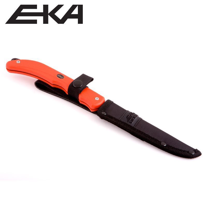 Нож рыбацкий ЕКА DUO, 2 лезвия для потрошения, фил., клинок Sandvik 12С27, рукоять proflex,оранжев.. Фото №3