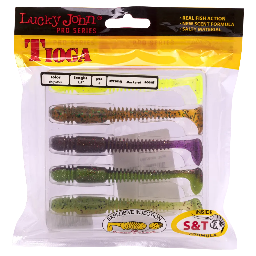 Виброхвост Lucky John Pro Series Tioga 3,9" 99мм, (5шт. упак.) цвет MIX1. Фото №4