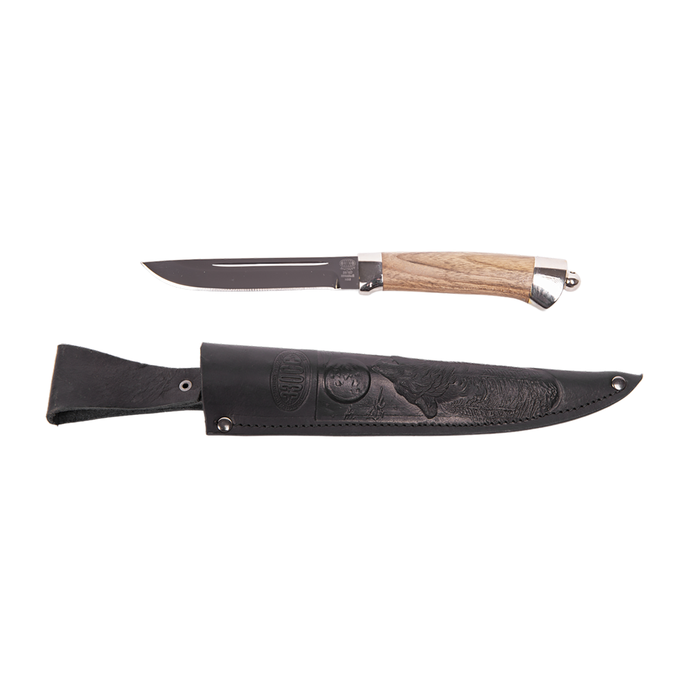 Нож ЗЗОСС, Н85, клинок ст.ЭИ-107, рукоять никель, орех. Фото №5