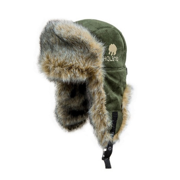 Шапка ушанка "Хольстер" (замша с мембранным покрытием, олива) (57-58) (Хольстер). Фото №1