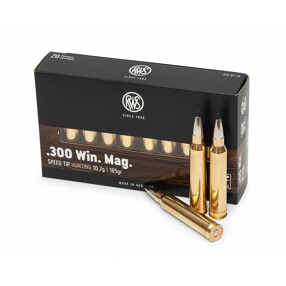 Патрон нарезной RWS калибр 300 WIN Mag DN Speed Tip Hunting 10,7 гр. (в пачке 20 шт.). Фото №1
