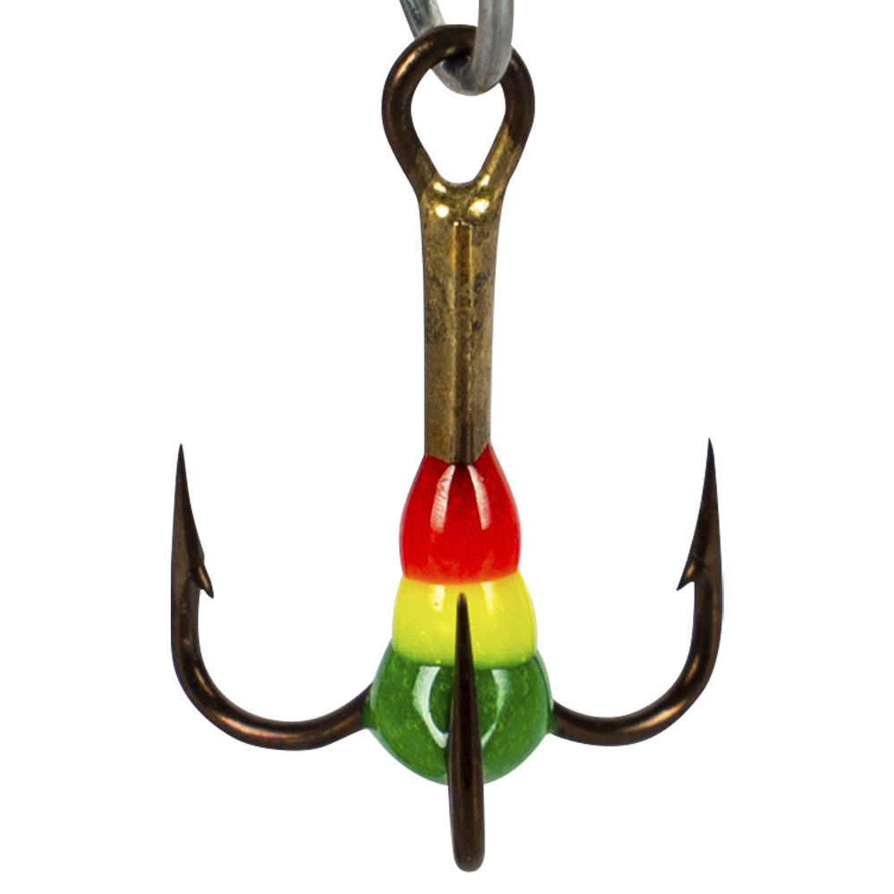 Крючок-тройник для приманок  Lucky John с каплей цвет. разм008/RYG. Фото №2