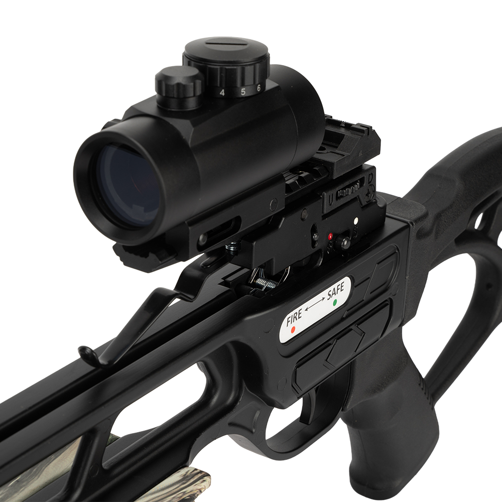 Арбалет рекурсивный Man Kung 185, forest camo, 4 стрелы, натяжитель, ремень, кивер. Фото №7